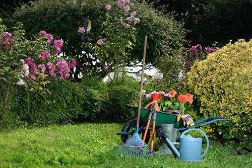 Gardener prepping tools in a residential garden